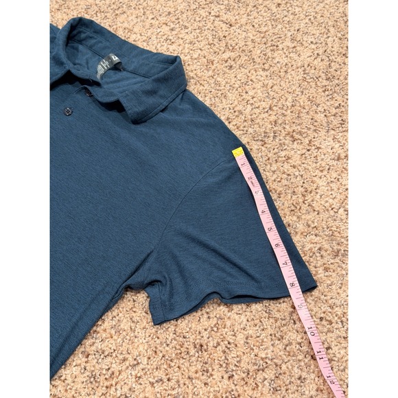 Vuori Mens Short Sleeve Polo Shirt Teal Heathered Older Vuori Logo Casual Size L - Picture 6 of 10